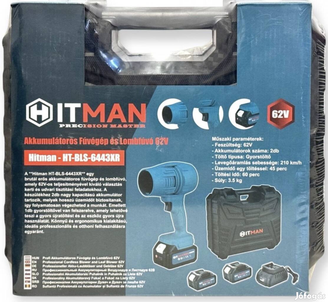 Hitman HT-BLS-6443XR Akkumulátoros Fúvógép és Lombfúvó 62V Erőteljes