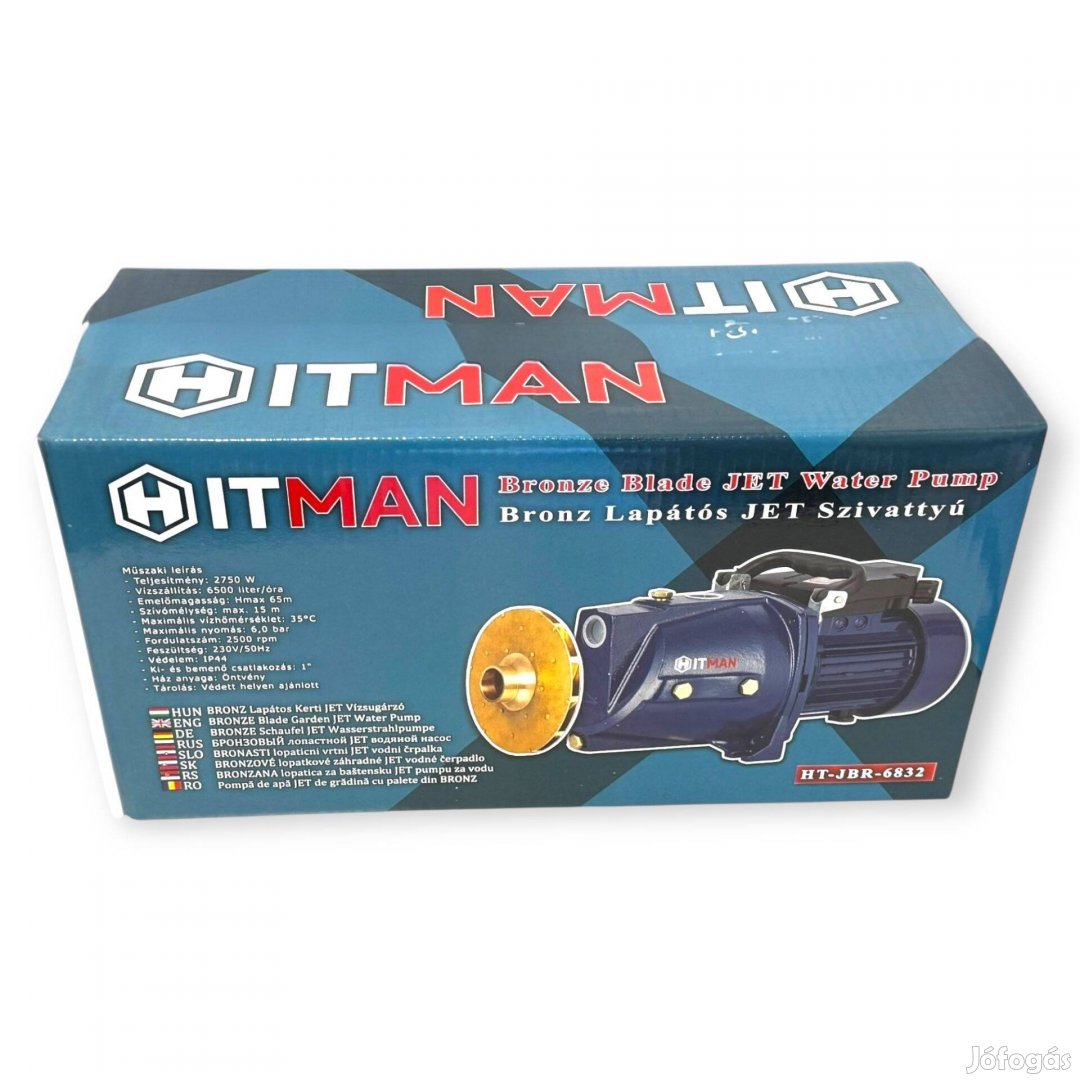 Hitman HT-Jbr-6832 öntvényházas kerti szivattyú bronz lapáttal 2750W