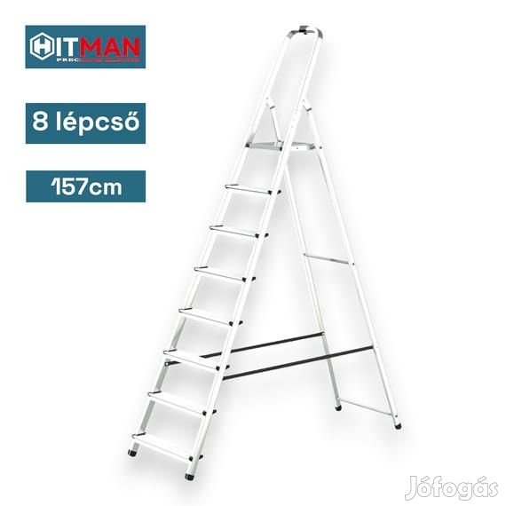 Hitman egyoldalas aluminium létra 157cm magas, 8 lépcsőfokos, 125 kg