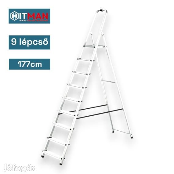 Hitman egyoldalas aluminium létra 176cm magas, 9 lépcsőfokos, 125 kg