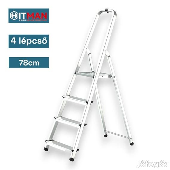 Hitman egyoldalas aluminium létra 78cm magas, 4 lépcsőfokos, 125 kg t