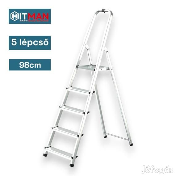 Hitman egyoldalas aluminium létra 98cm magas, 5 lépcsőfokos, 125 kg t