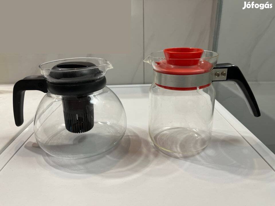 Hőálló üveg teáskannák, 2 féle, 1 és 2 L-es