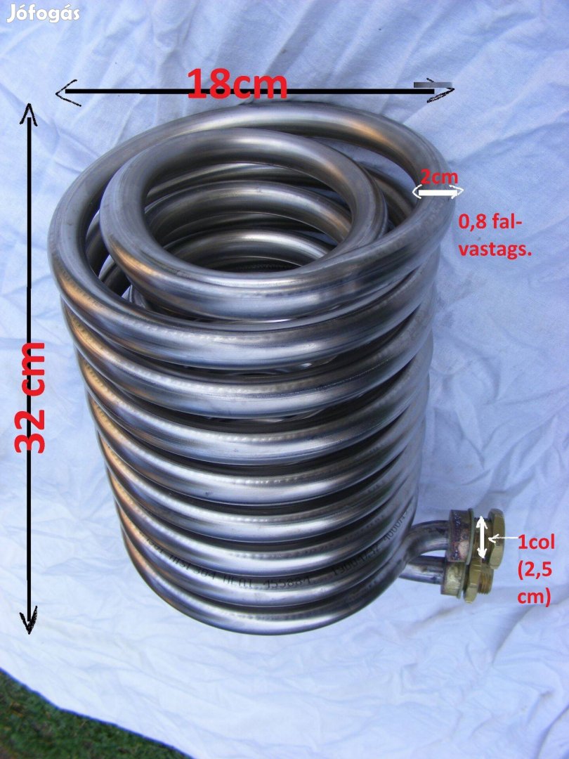 Hőcserélő spiráltekercs,új,rozsdamentes harmad áron