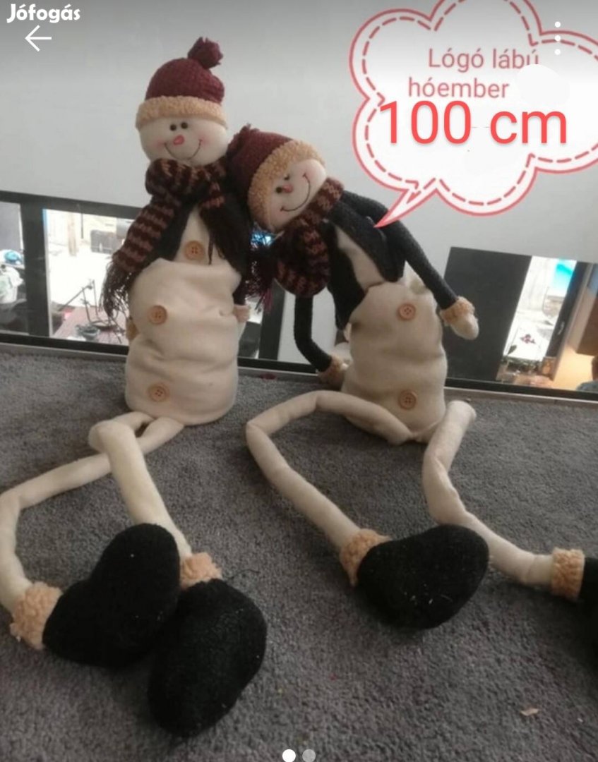 Hóember dekoráció 100 cm logó lábú 