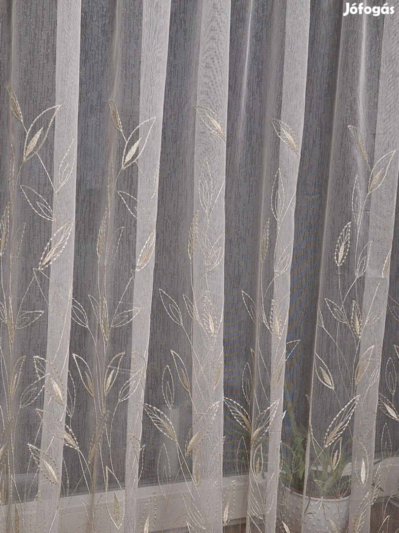 Hófehér-arany hímzett új függöny 15m x 280 cm