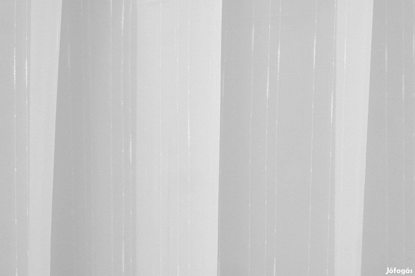 Hófehér csíkos, új voile függöny (8m x 300 cm) Ólomzsinórral