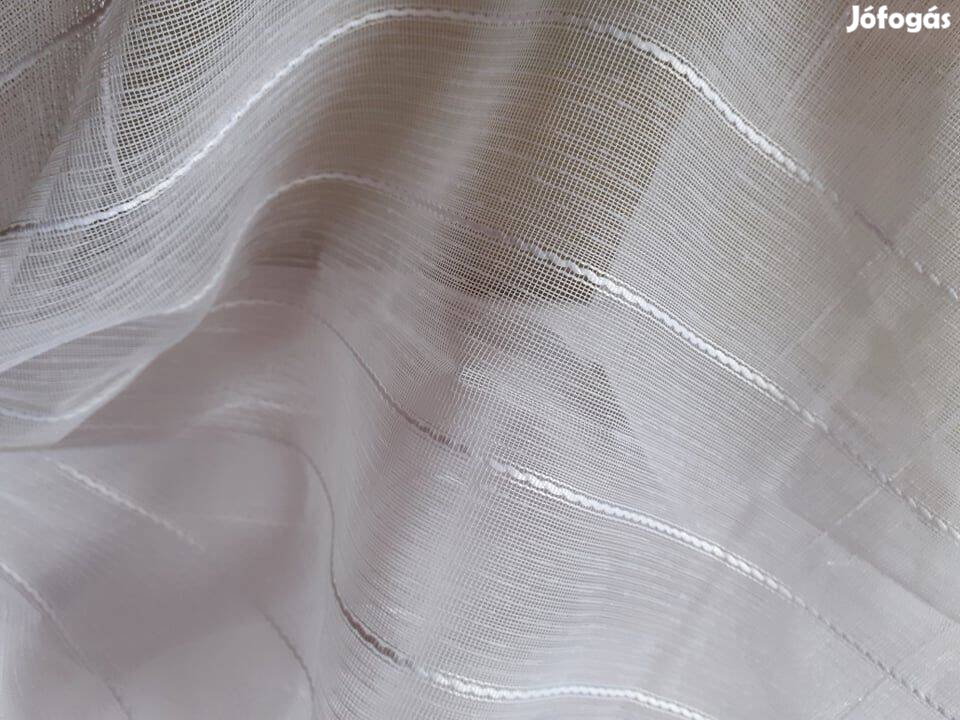 Hófehér csíkos új függöny 11,6m x 300 cm Akció