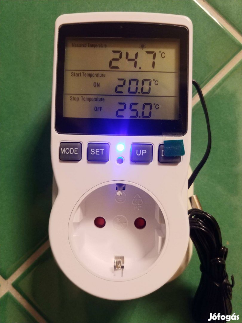 Hőfokszabályzó és időzítő kapcsoló dugalj AC 230 V - 40 + 120 C