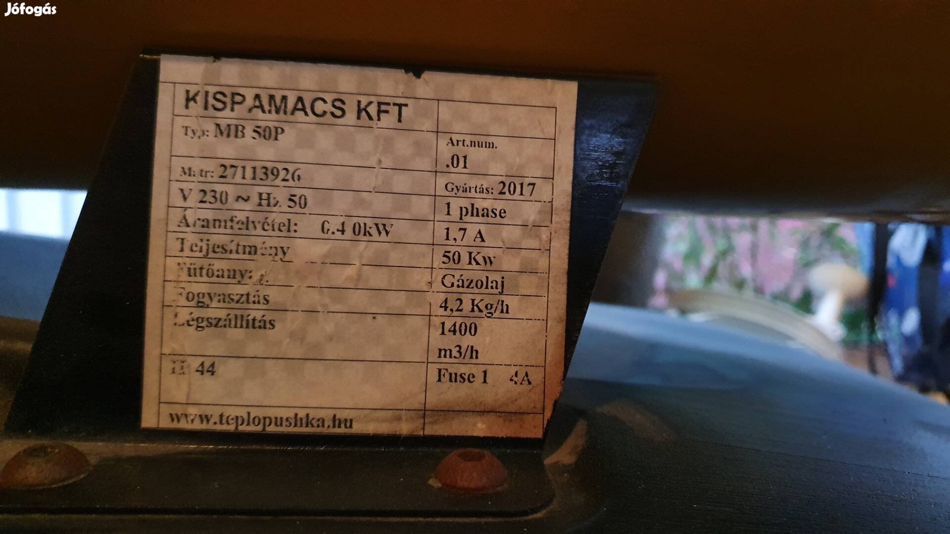 Hőlégbefúvó (ipari használatra is)