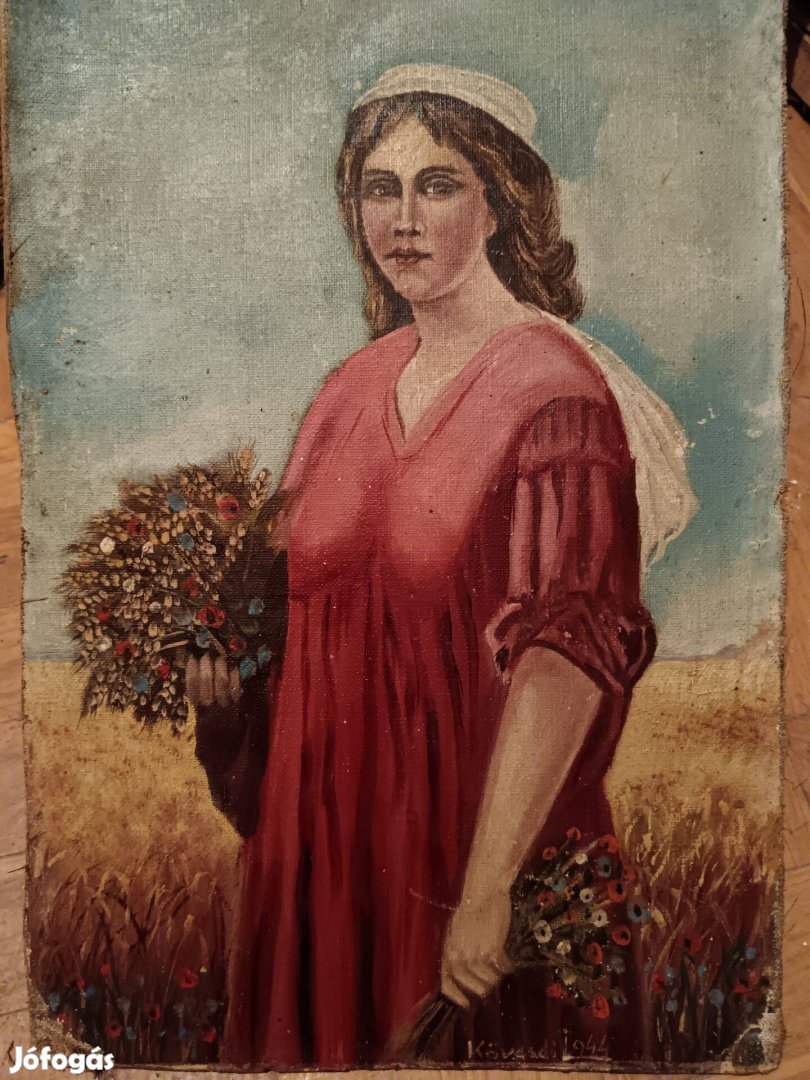 Hölgy virággal , festmény
