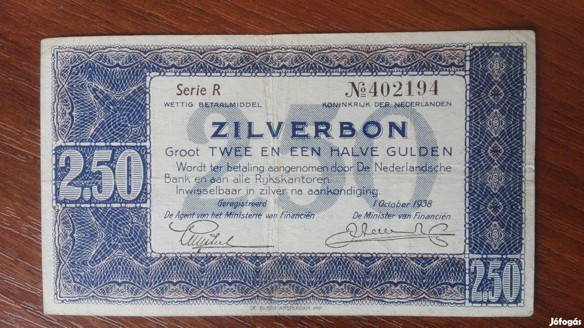 Holland 2.50 Gulden Silverbon 1936-os