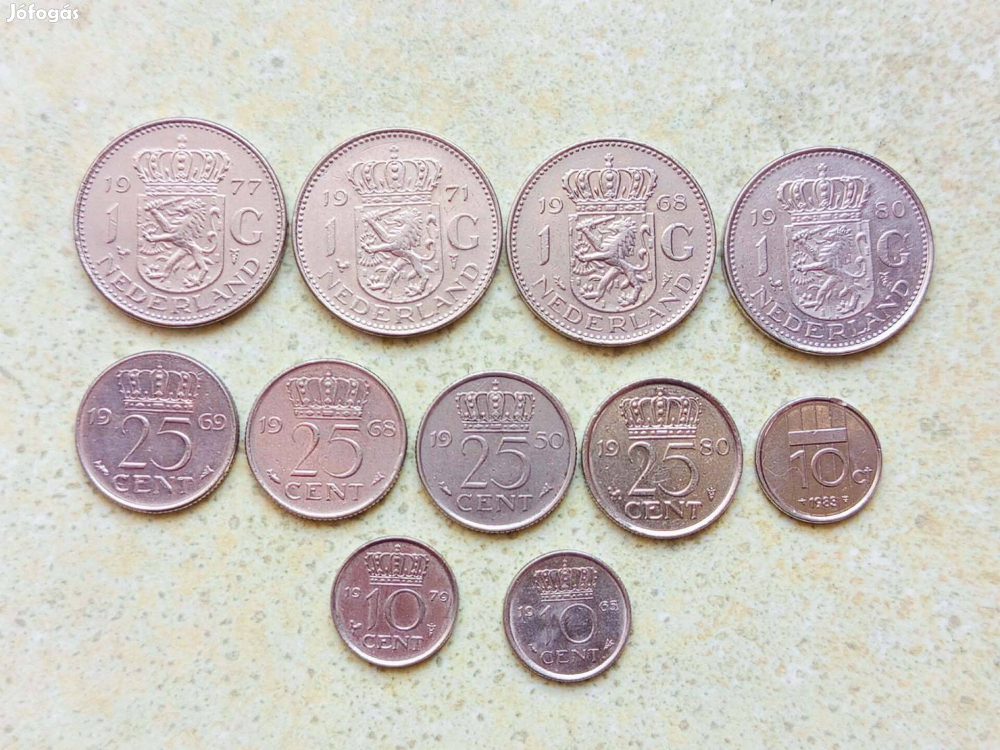 Hollandia 11 db Különböző Érme 10 25 Cents 1 Gulden