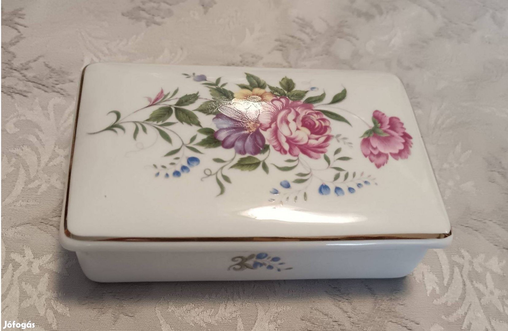 Hollóháza Hajnalka bonbonier , ékszertartó porcelán doboz. Hibátlan!