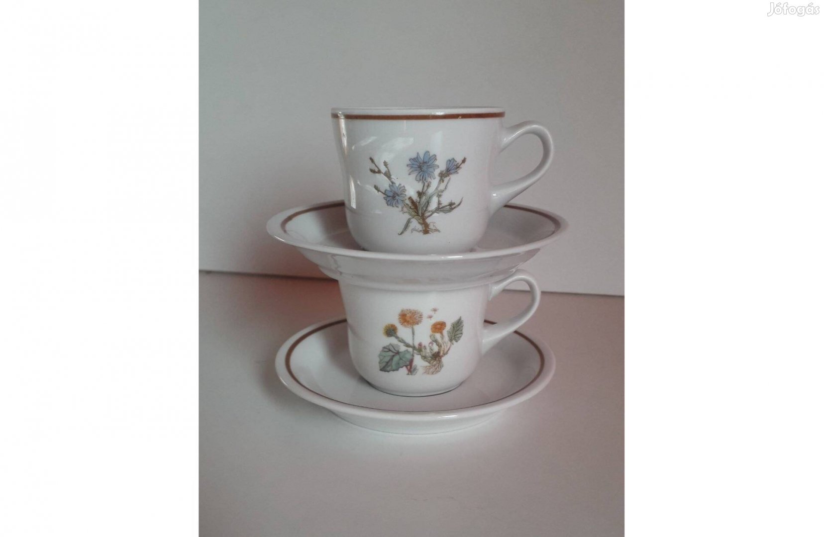 Hollóházi 2 személyes kávés csésze 6*5,5 cm + alj 11,5 cm hibátlan