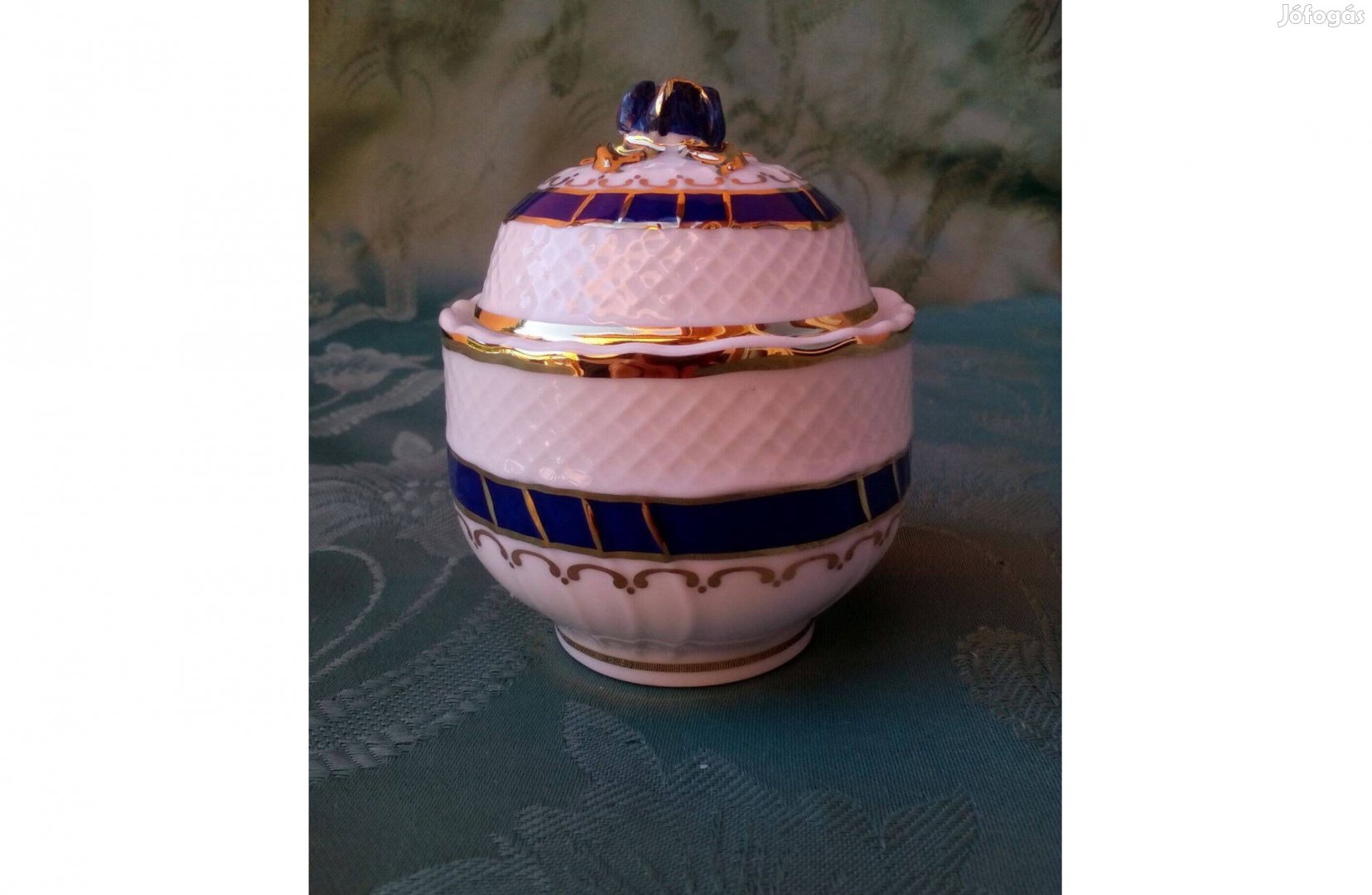 Hollóházi KÉK Rózsa Mintás Bonbonier ,Cukortartó