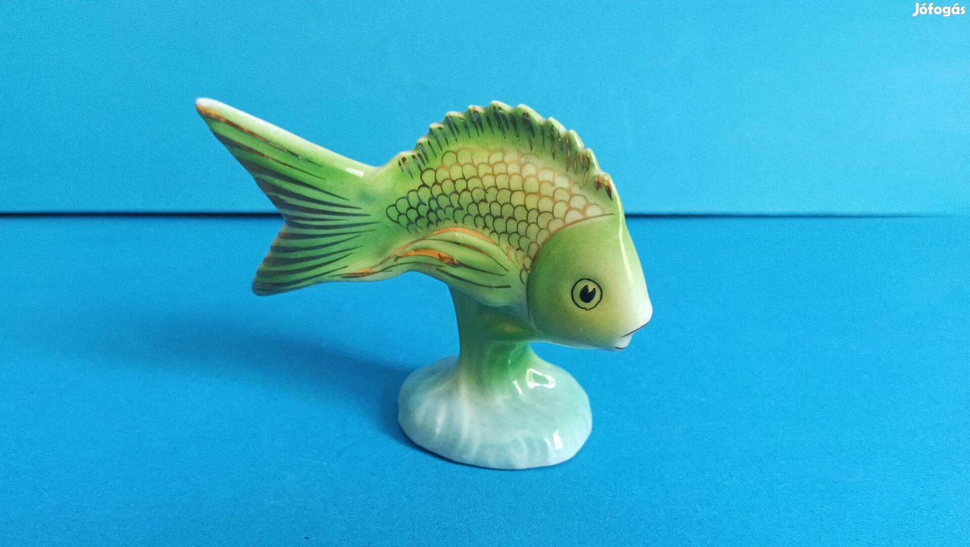 Hollóházi Pikkelyes Hal Porcelán Nipp Figura