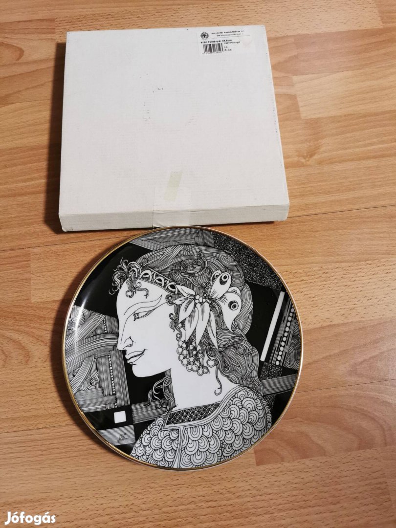 Hollóházi Szász Endre Pillangós Fali Tányér 24,5 CM Dobozában