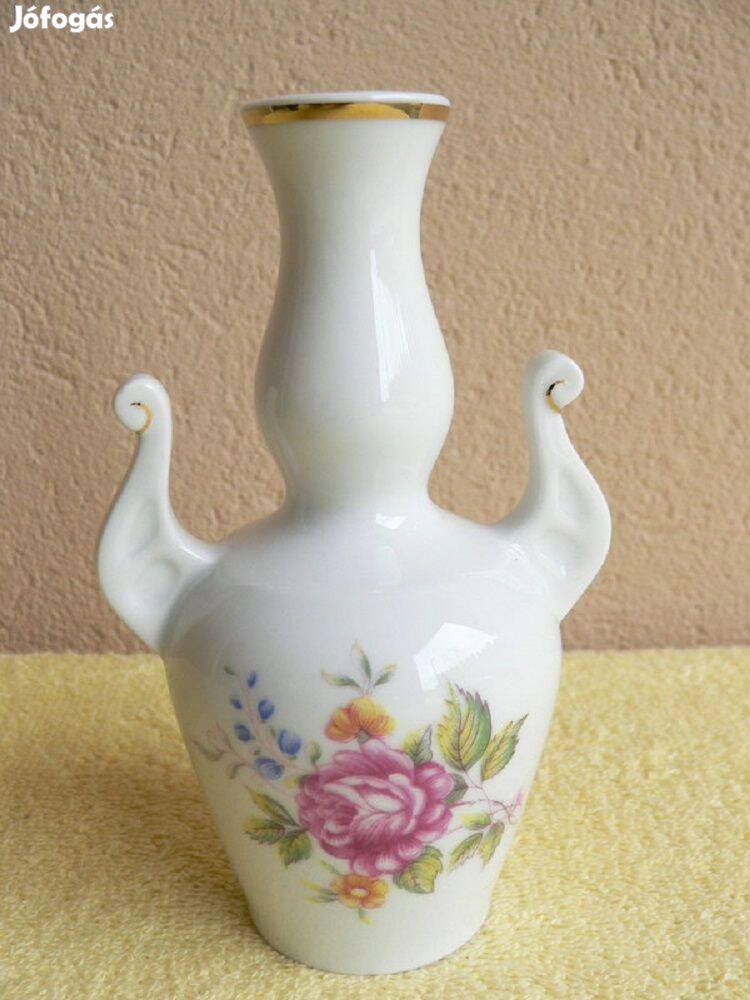 Hollóházi mini porcelán váza, dísztárgy