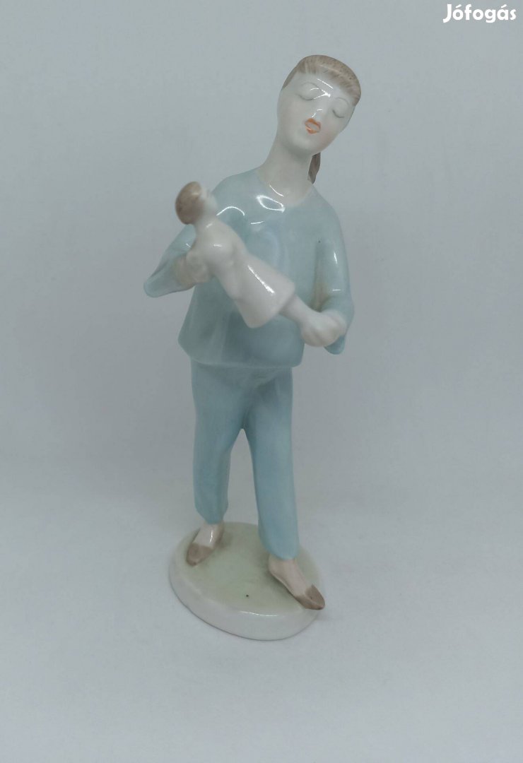 Hollóházi porcelán Babázó kislány!