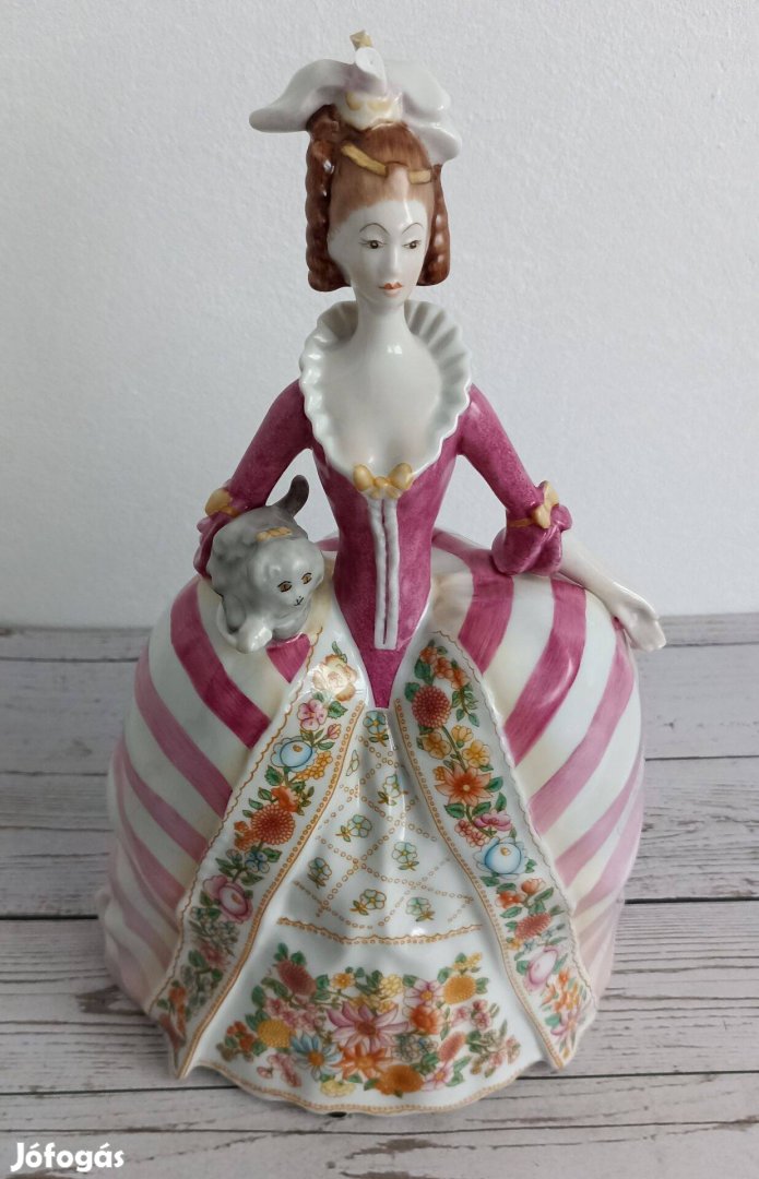 Hollóházi porcelán Barokk Hölgy cicával!
