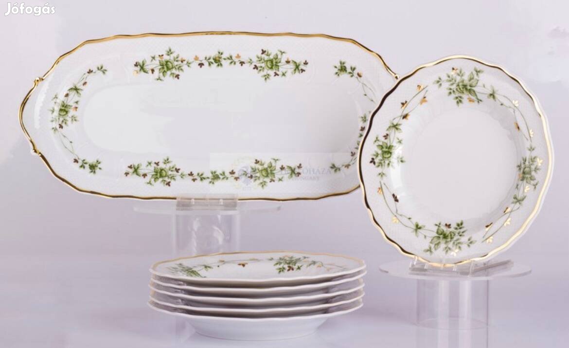 Hollóházi porcelán Szendvicskészlet Pannónia - 7 részes 1945 Erika