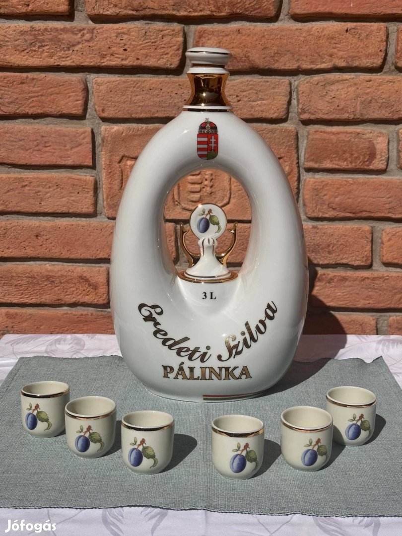 Hollóházi porcelán, eredeti szilva pálinka felírattal