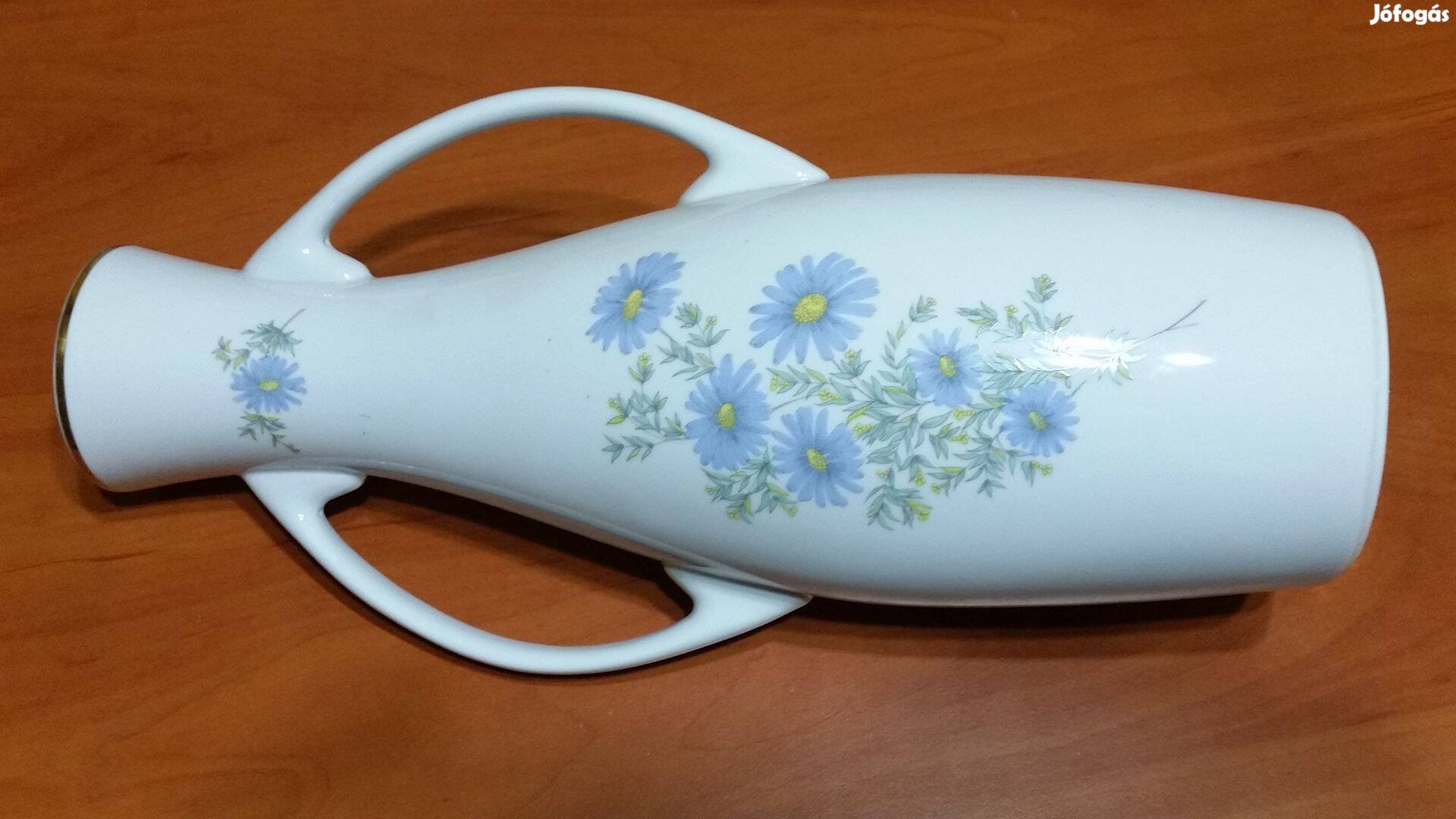 Hollóházi porcelán, nagy méretű, füles váza