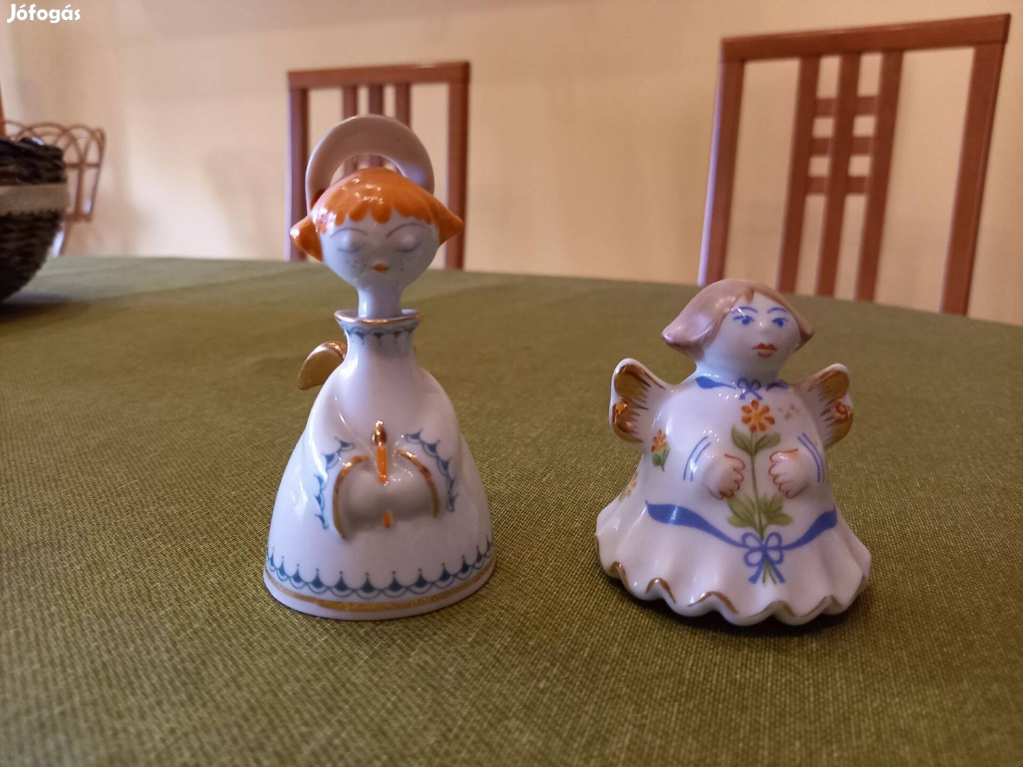 Hollóházi porcelán angyalka szett Retró és kézzel festett
