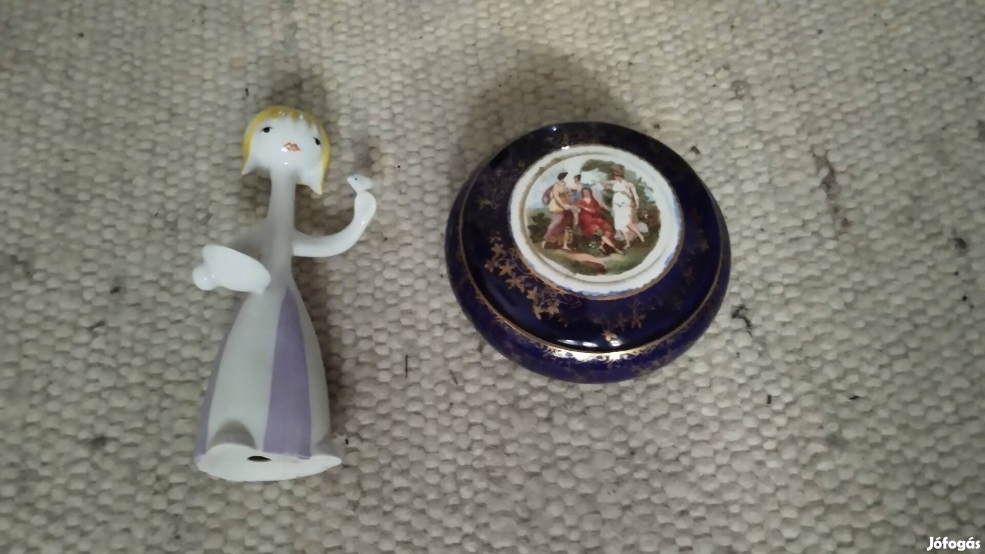 Hollóházi porcelán bonbonier & kislány 
