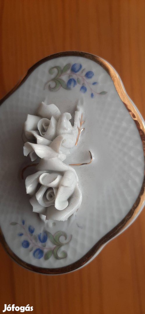 Hollóházi porcelán bonbonier, cukortartó