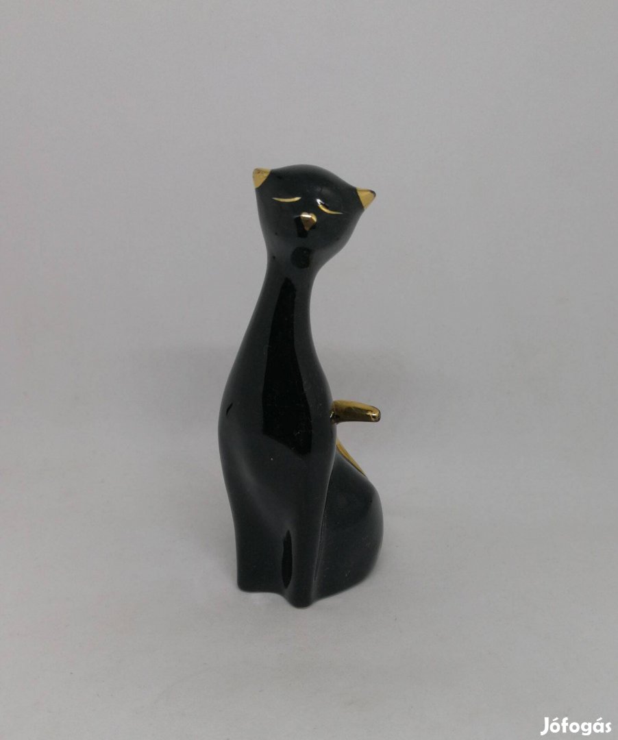 Hollóházi porcelán fekete cica "Ritka"!