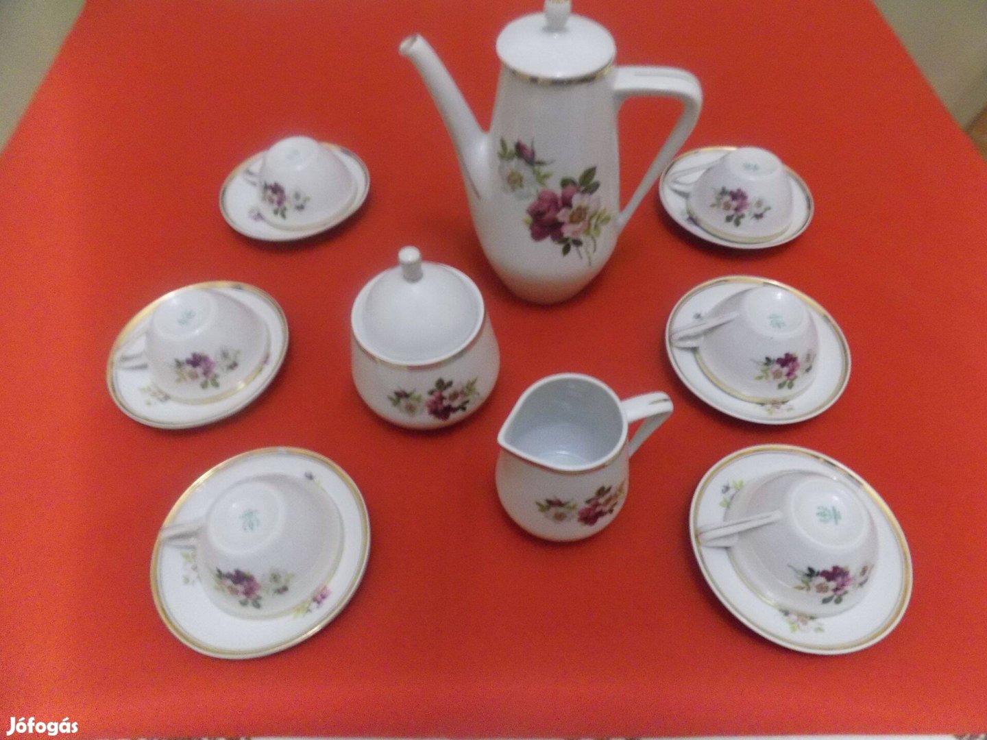 Hollóházi porcelán ibolya mintás kávés készlet eladó