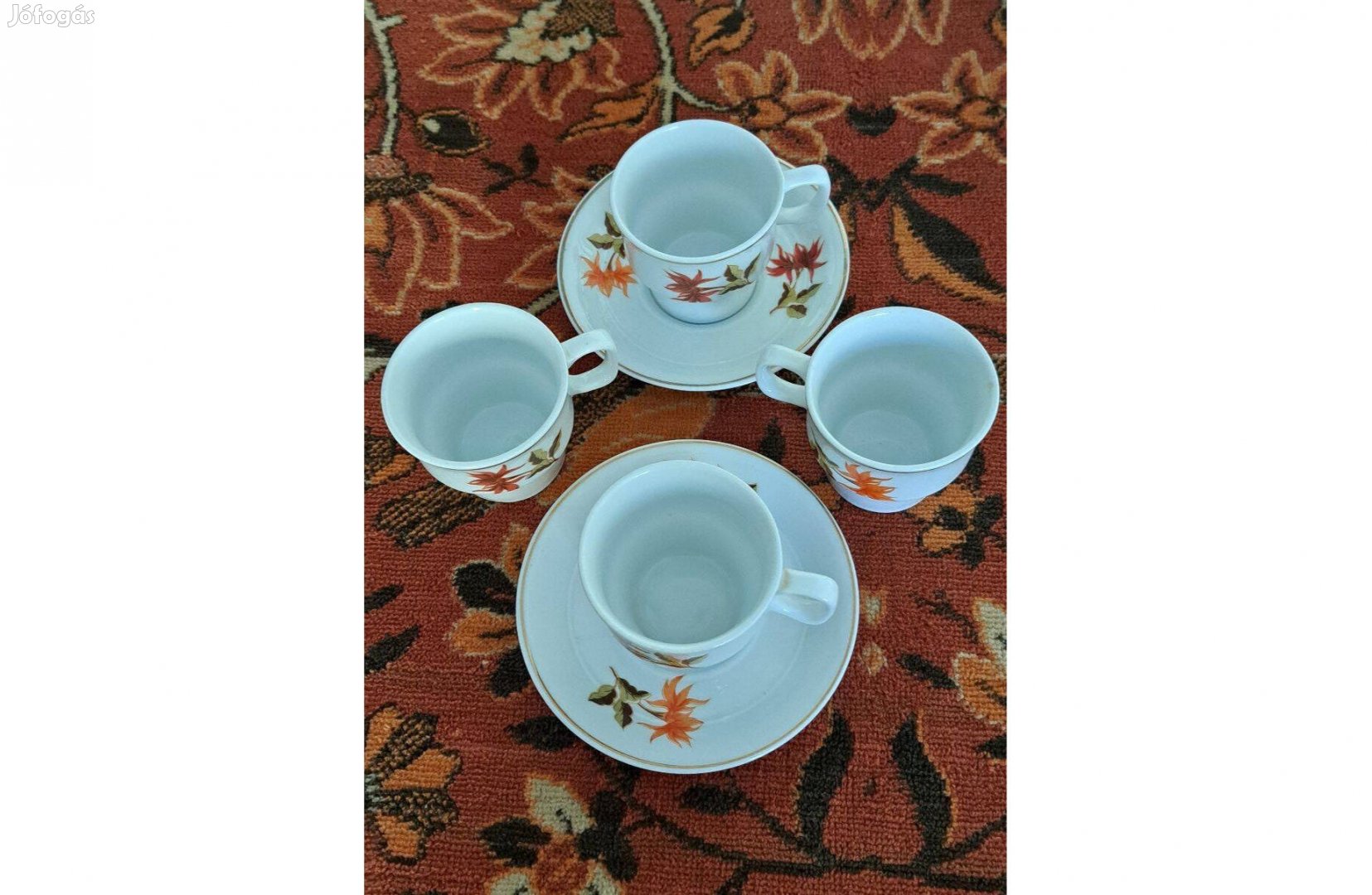Hollóházi porcelán kávés csésze aljjal 2 pár
