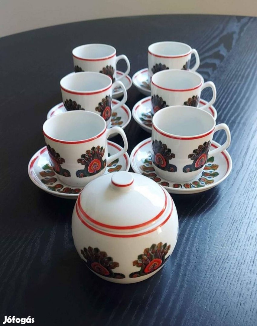 Hollóházi porcelán kávés készlet 