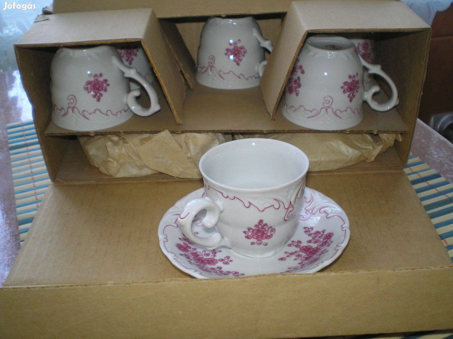 Hollóházi porcelán kávéskészlet 6 személyes régi, de nem használt dobo