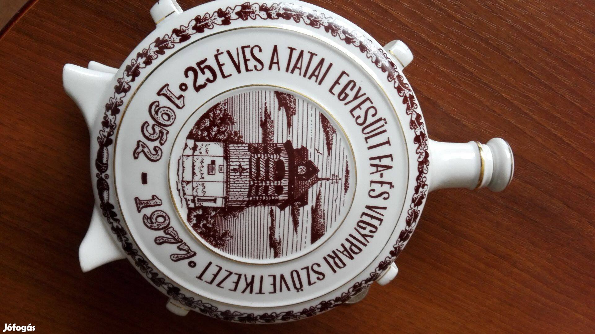 Hollóházi porcelán kulacs Tatai Jubileumi 1952-1977