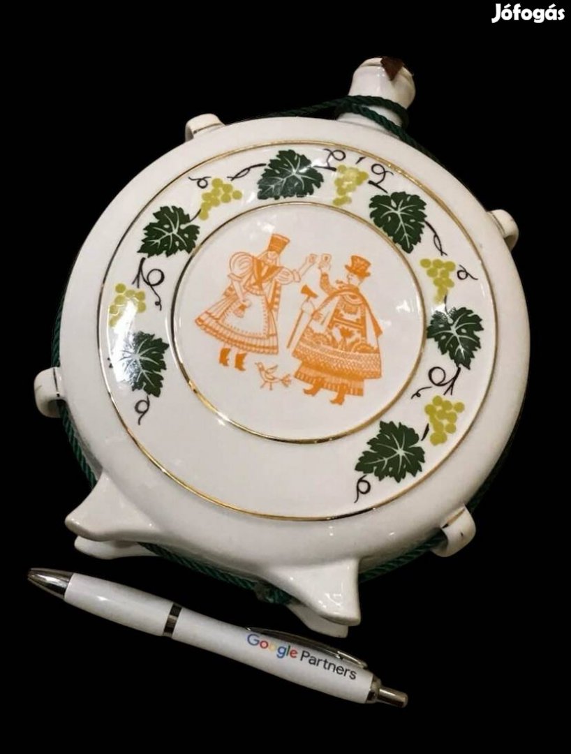 Hollóházi porcelán kulacs - bontatlan retro vermuttal