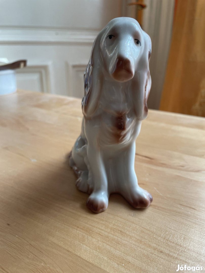 Hollóházi porcelán kutya szobor