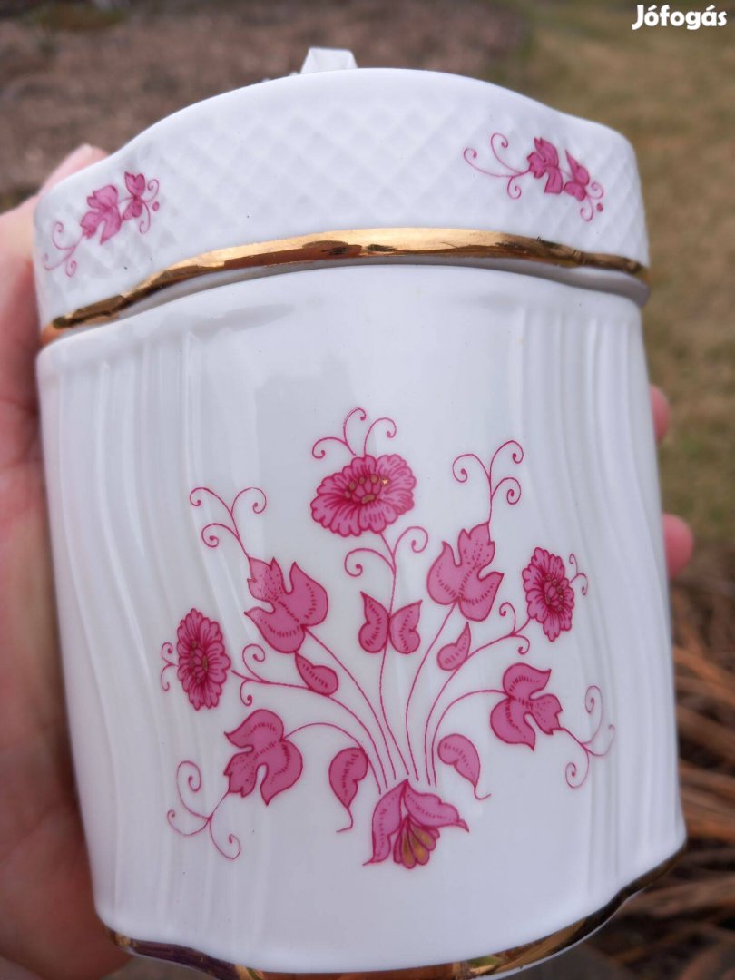 Hollóházi porcelán nagyobb cukortartó Barokk