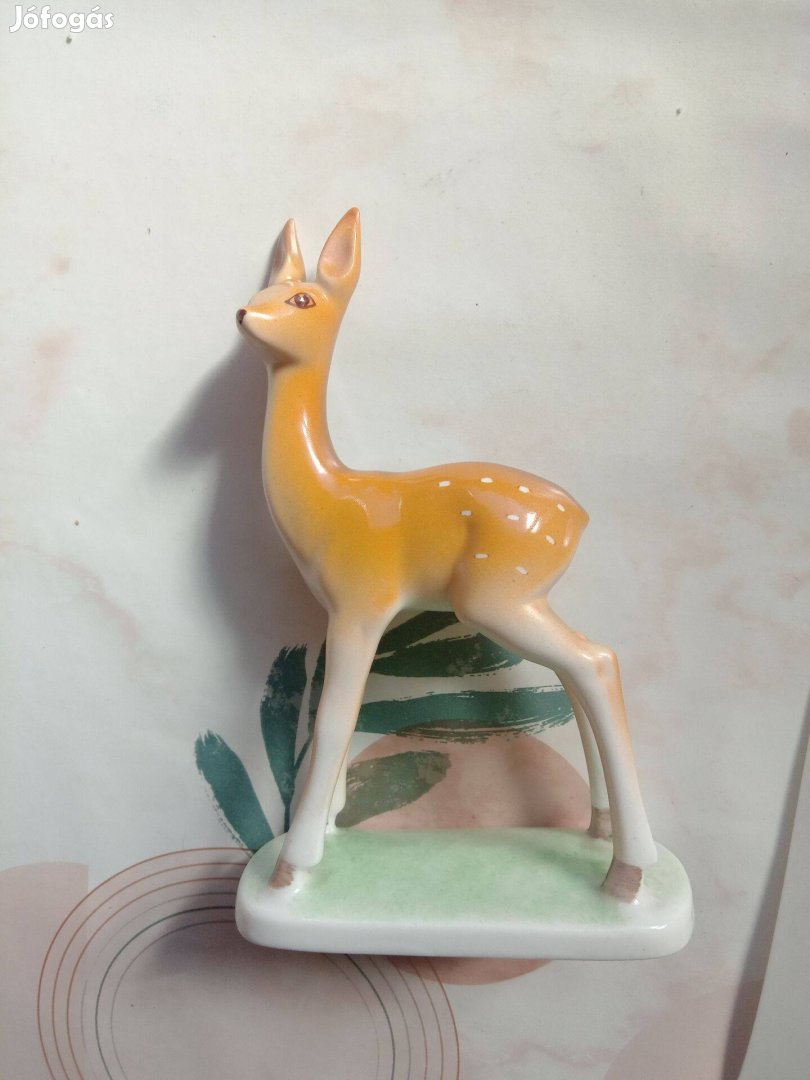 Hollóházi porcelán őzike figura