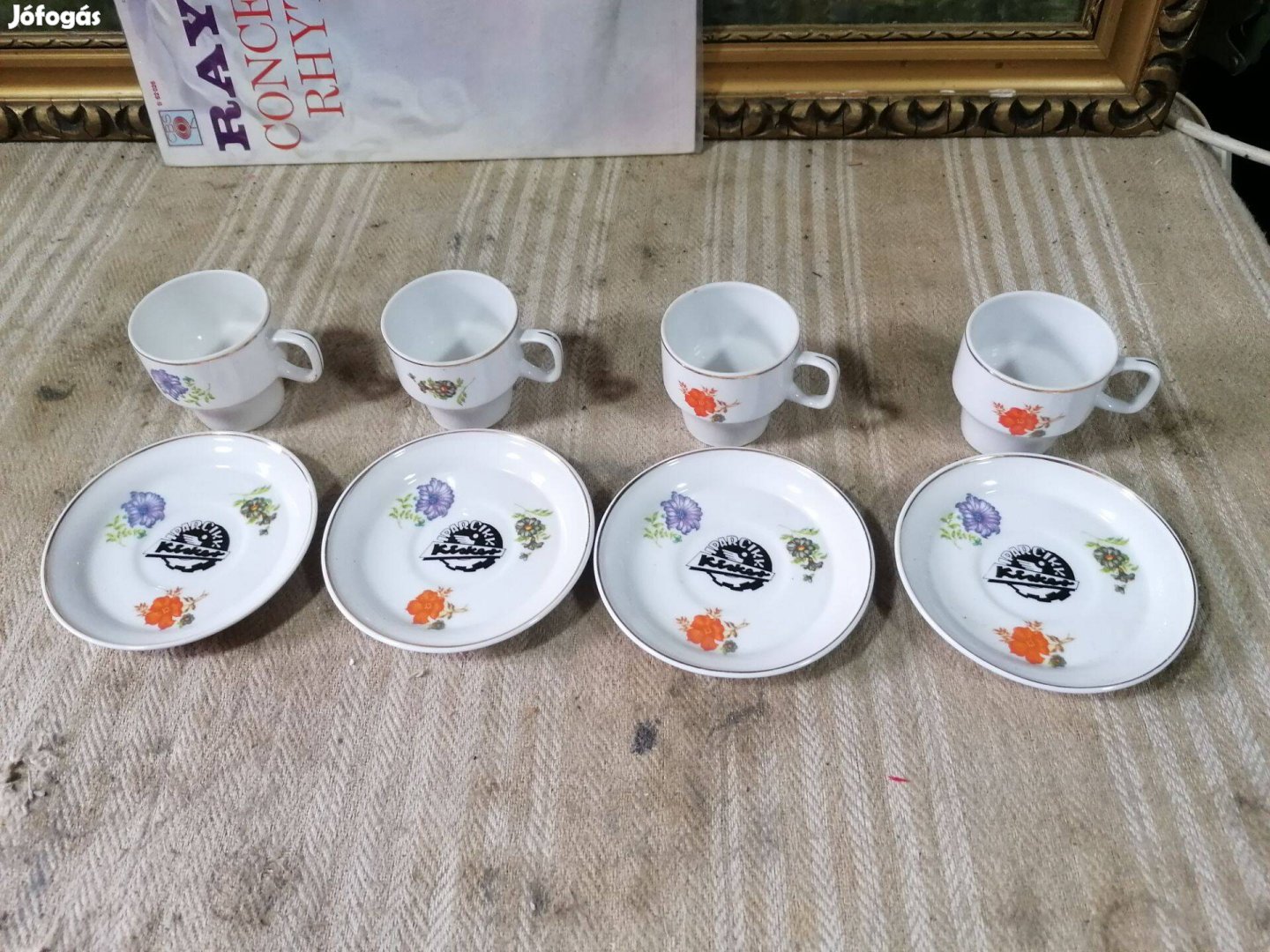 Hollóházi porcelán retró industrial kávéscsésze kávéskészlet kávés