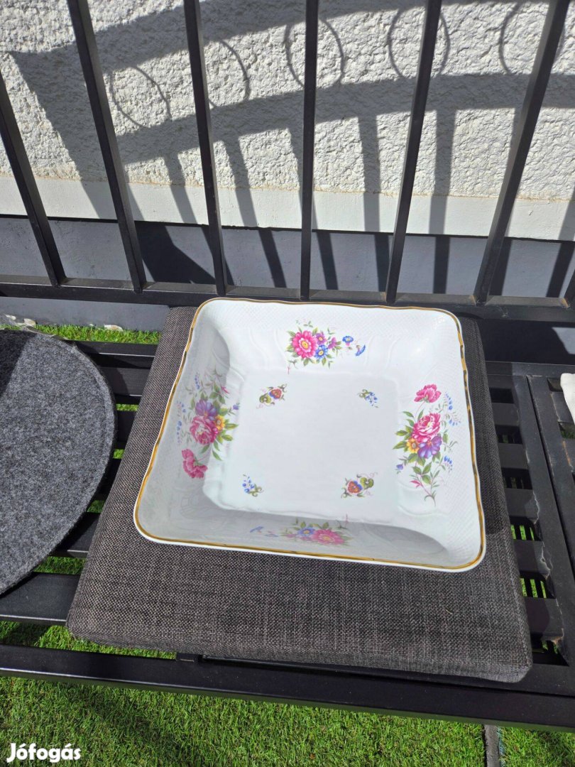 Hollóházi porcelán tál Aranyozott szegéllyel Debrecen