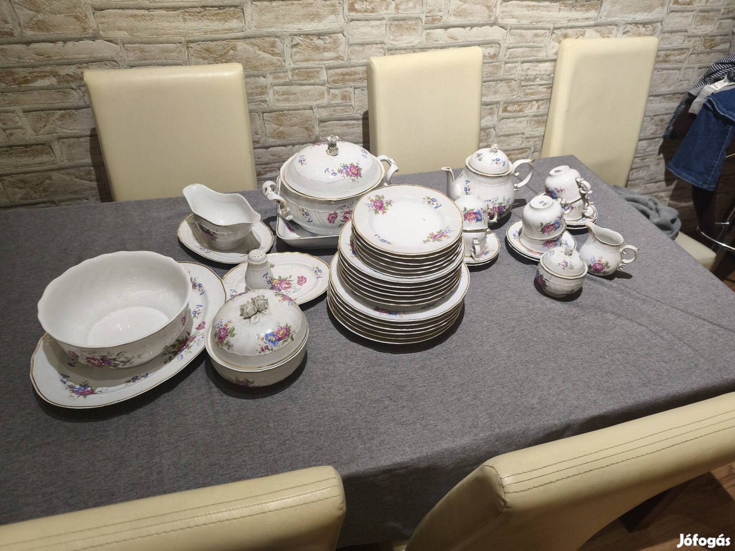 Hollóházi porcelán teás, es etkeszlet