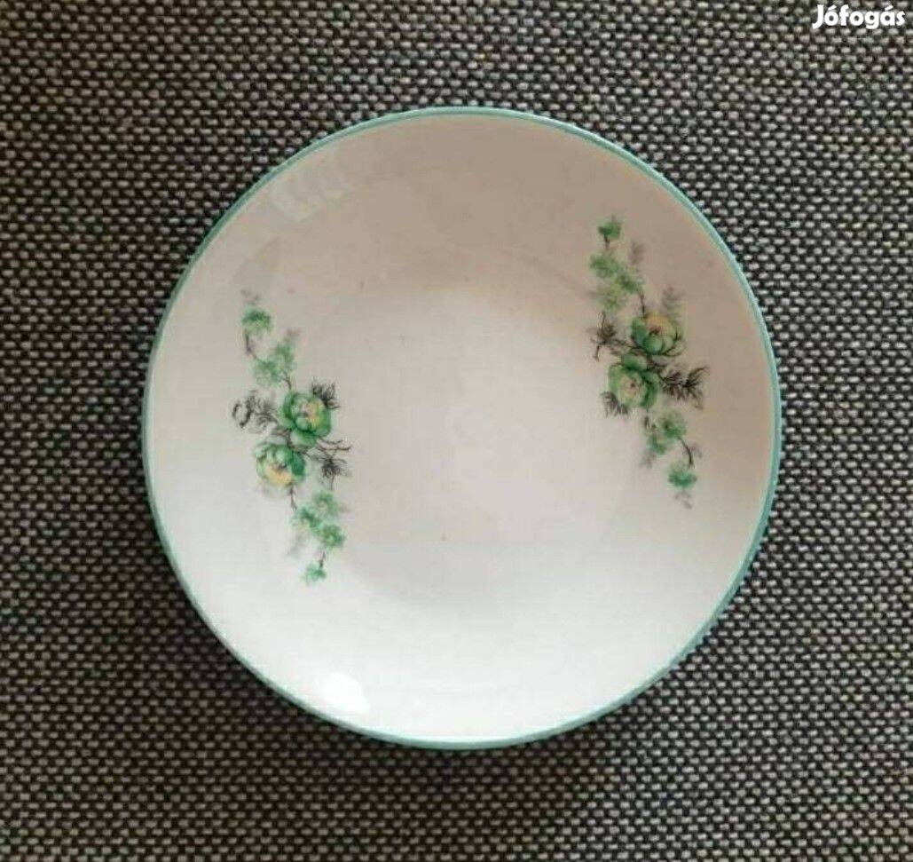 Hollóházi porcelán zöld apró virág mintás tányérka / 7 cm átmérő