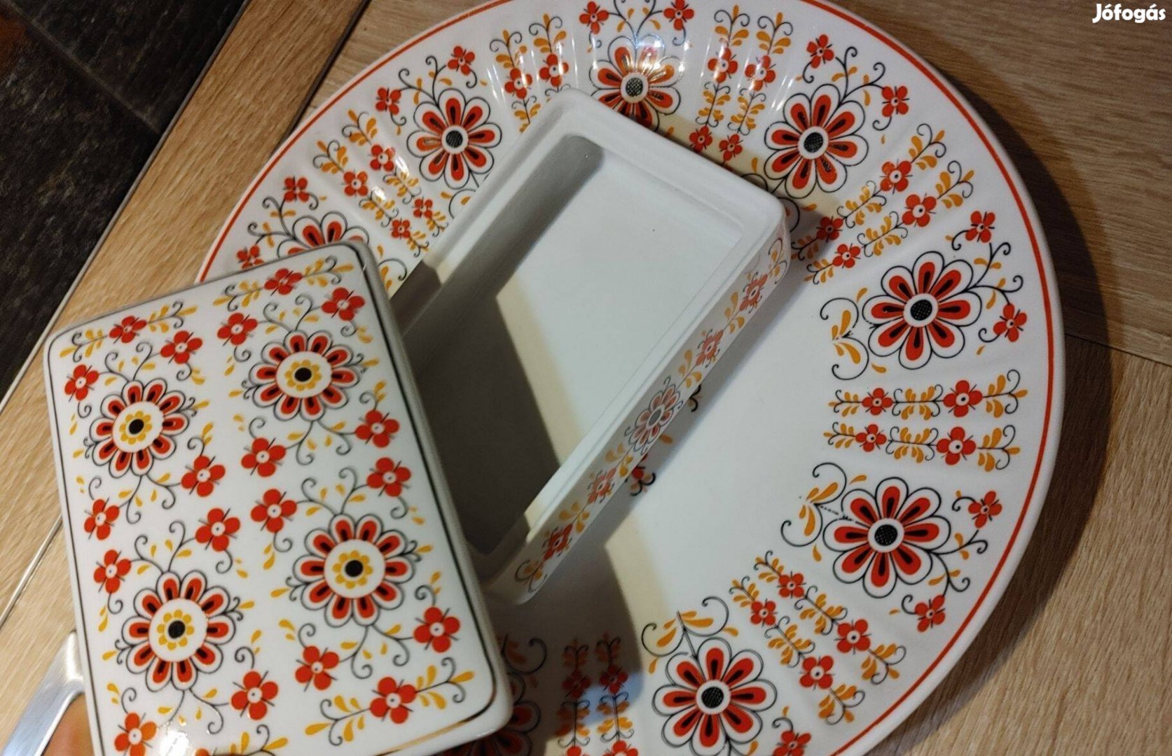 Hollóházi tányér és ékszer tartó porcelán egy tételként