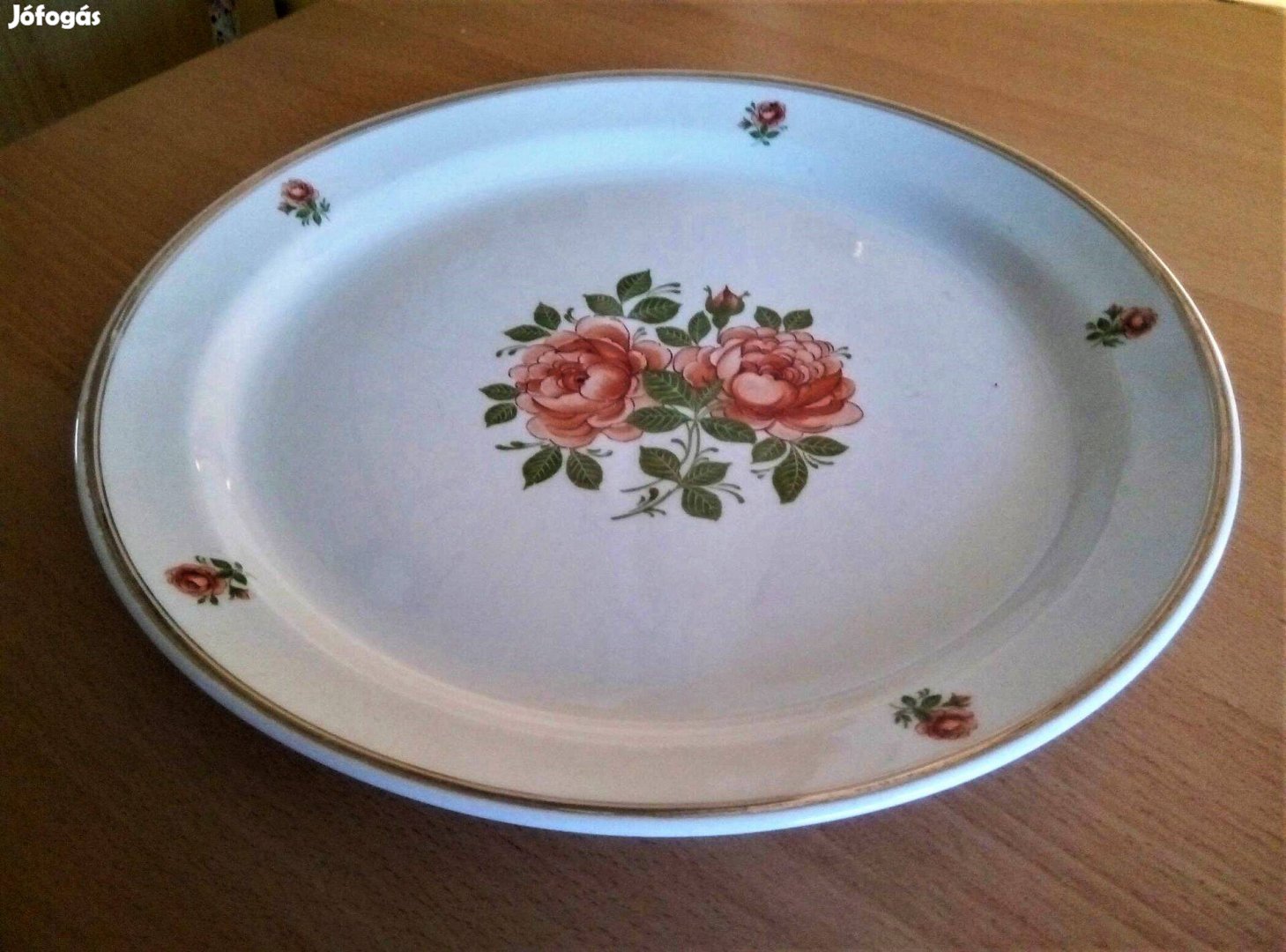 Hollóházi vadrózsa csokor mintás nagy porcelán tál