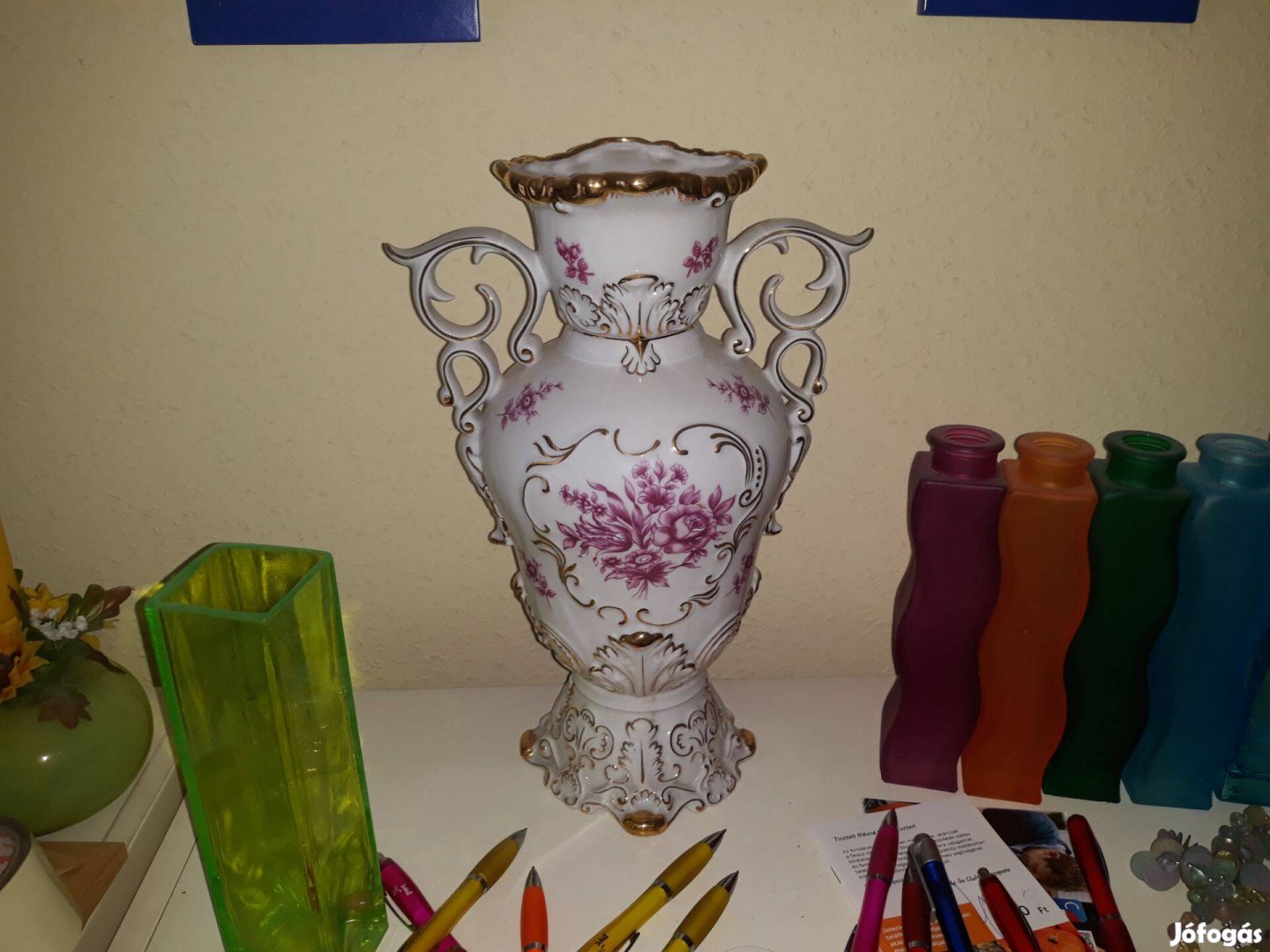 Hollóházi váza 35 cm magas
