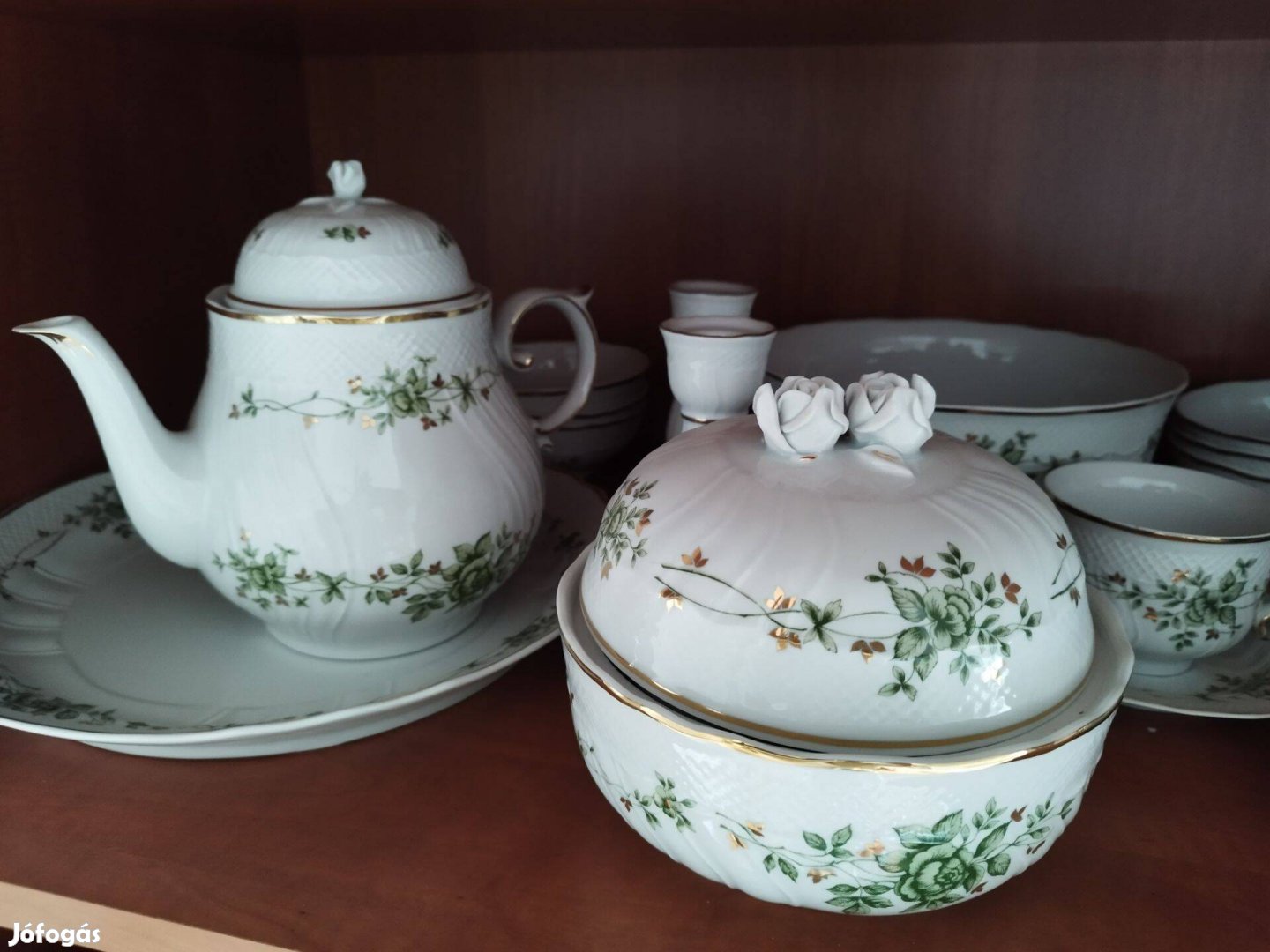 Holóházi porcelán desszertes és teás készlet 25 darabos