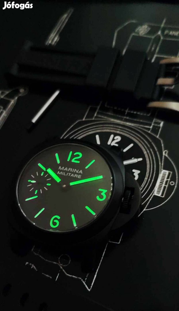 Homage Panerai military militare katonai PVD zafír Swiss szerkezet